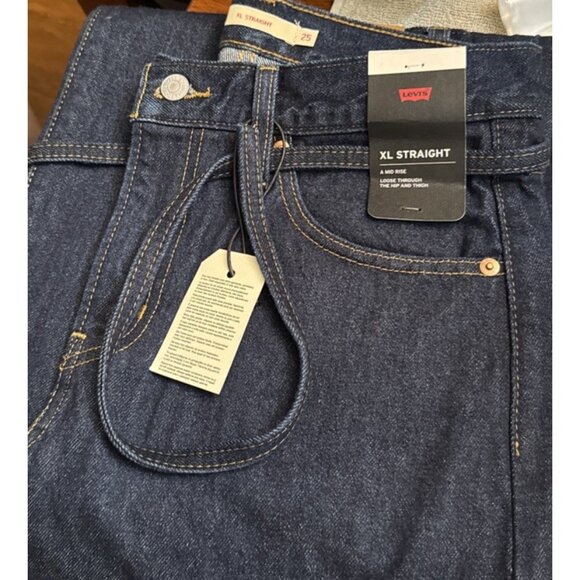 Levi's Premium 25x29 XL Baggy Straight Women's Jeans Dream Nice Dreams Dark Wash - Picture 6 of 7